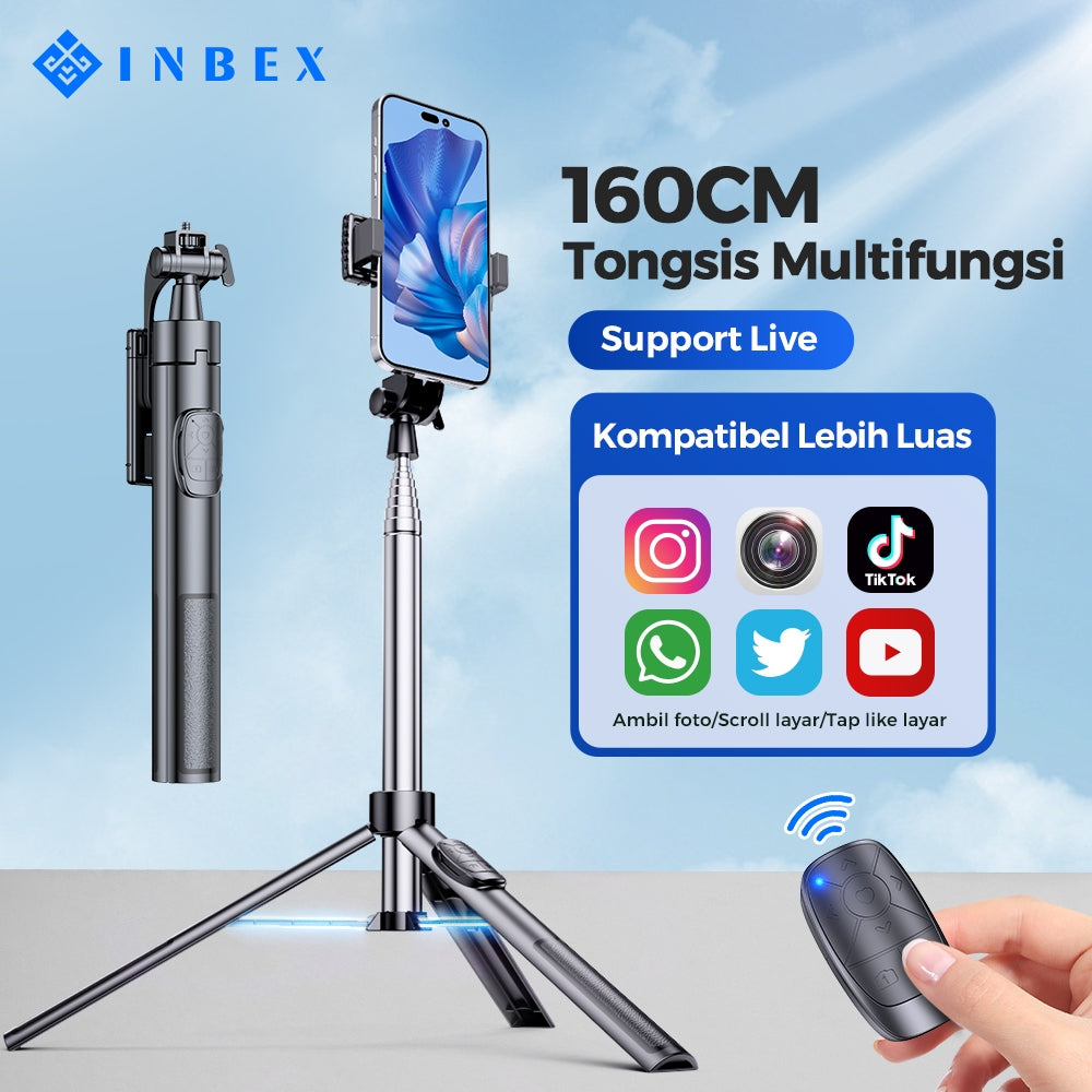 IB-3 Tongsis Tripod Bluetooth Remote handphone holder 70-160CM