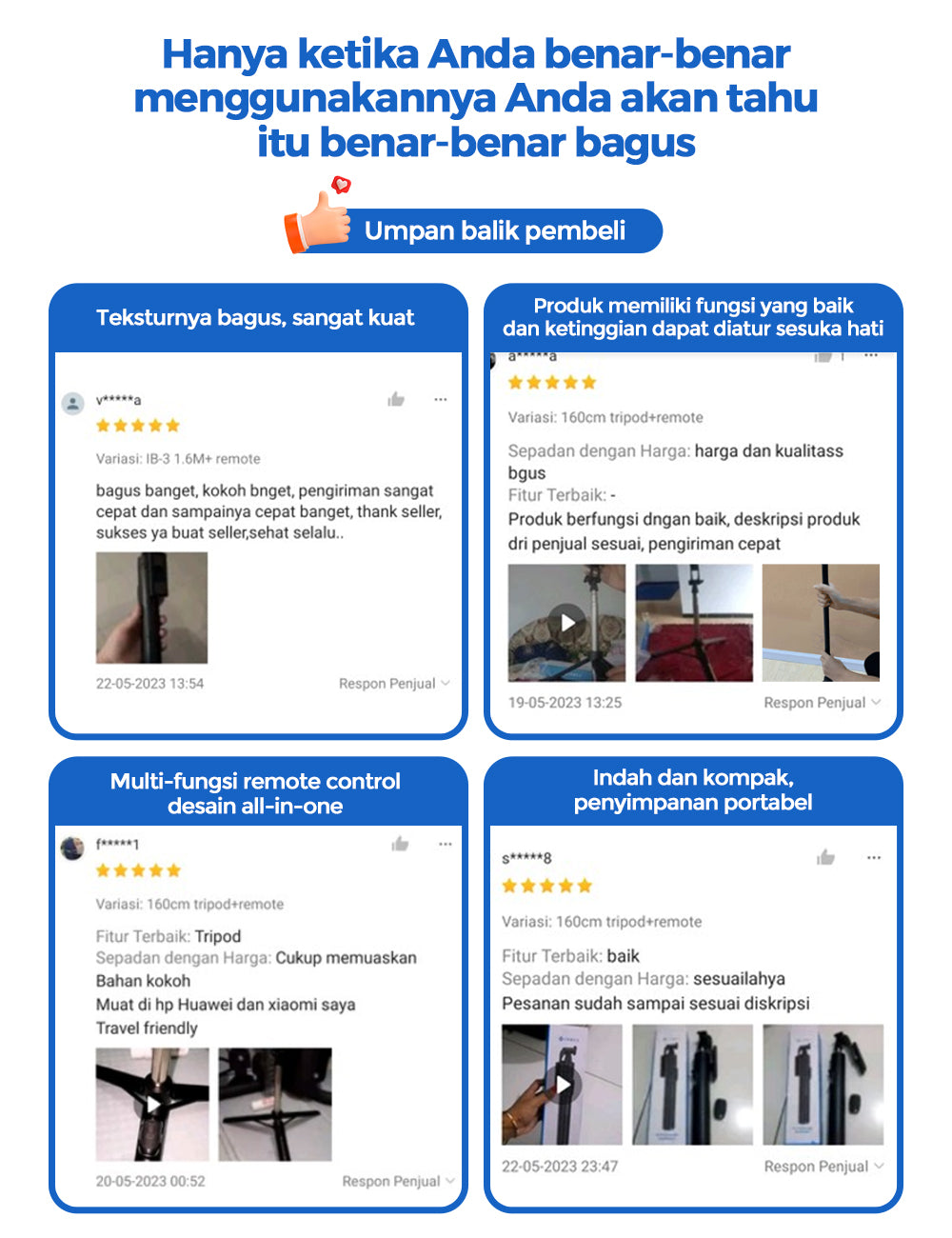 IB-3 Tongsis Tripod Bluetooth Remote handphone holder 70-160CM
