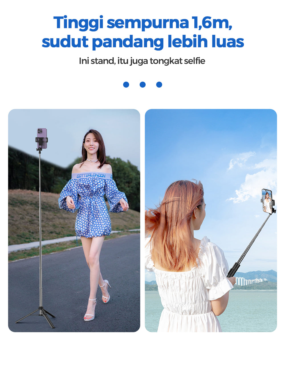 IB-3 Tongsis Tripod Bluetooth Remote handphone holder 70-160CM