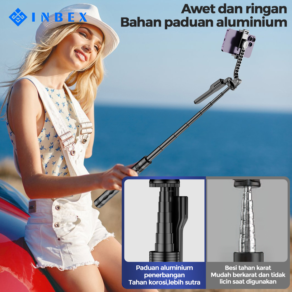 IB-4 Tongsis Tripod Bluetooth Remote with Video Light+Phone Holder