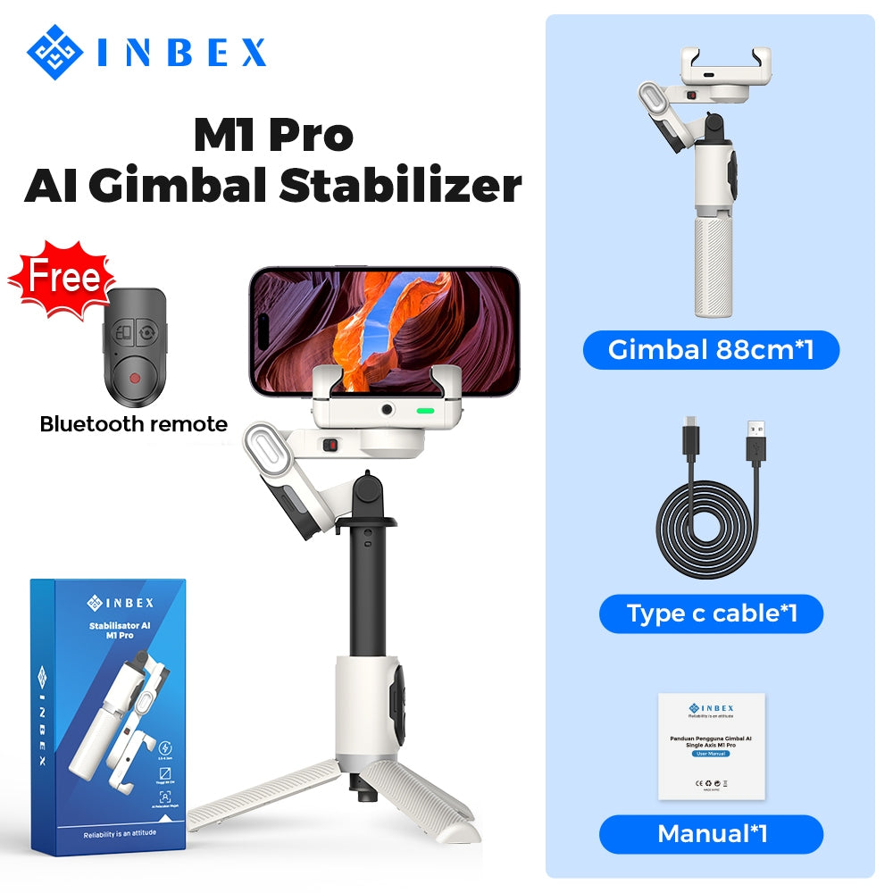 M1 Pro Gimbal Stabilizer Tripod Bluetooth Remote 88cm AI Face Tracing