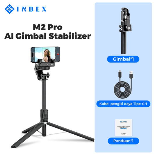 M2 Pro Gimbal Stabilizer with Bluetooth Remote Tripod 153cm Face Tracing Live