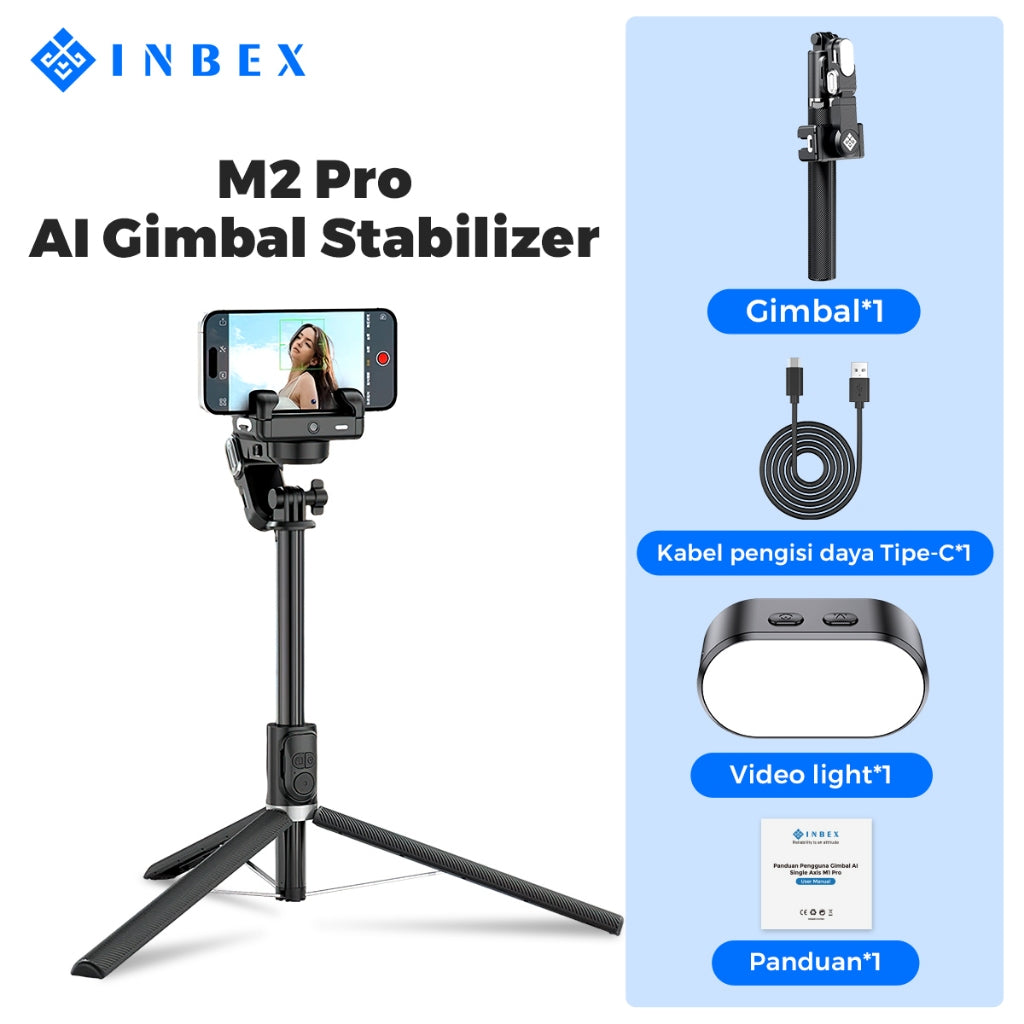 M2 Pro Gimbal Stabilizer with Bluetooth Remote Tripod 153cm Face Tracing Live
