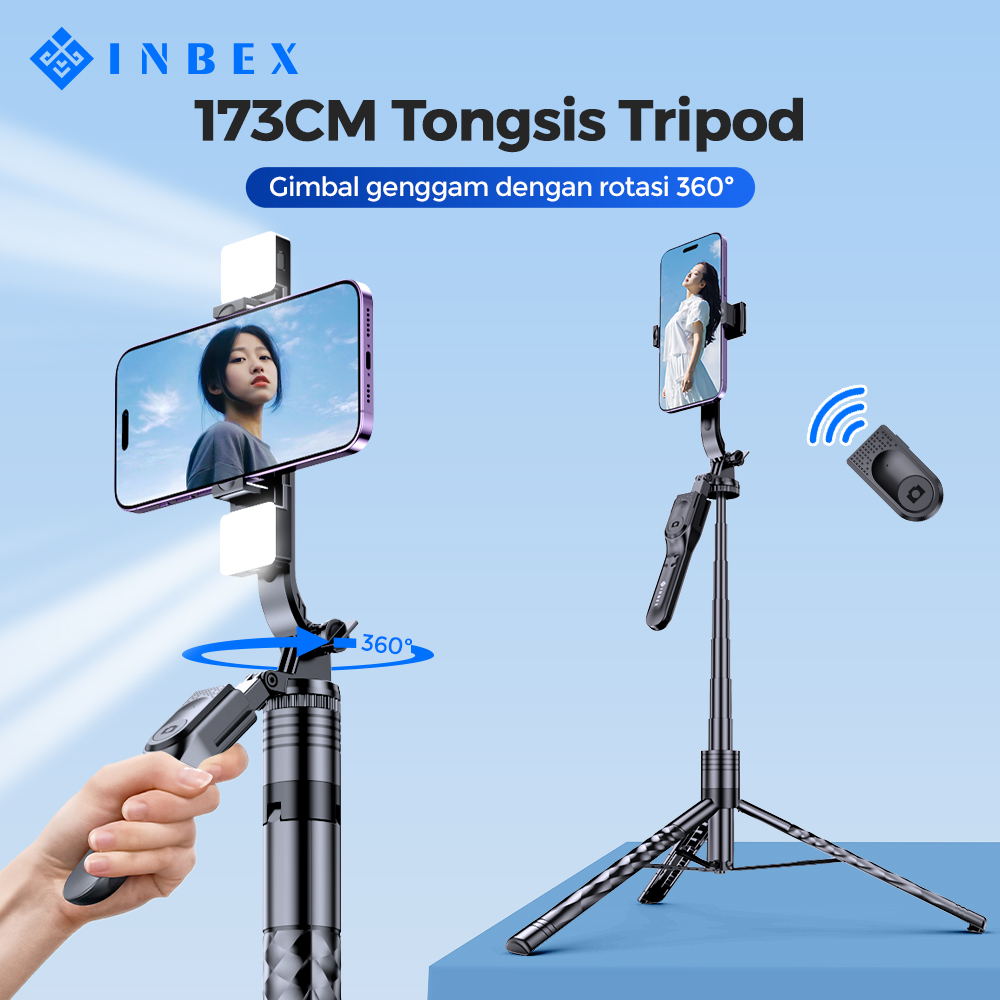 IB-4 Tongsis Tripod Bluetooth Remote with Video Light+Phone Holder
