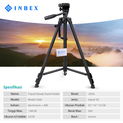 TF-3366 Kamera Tripod +Bluetooth Remote for Photography Live