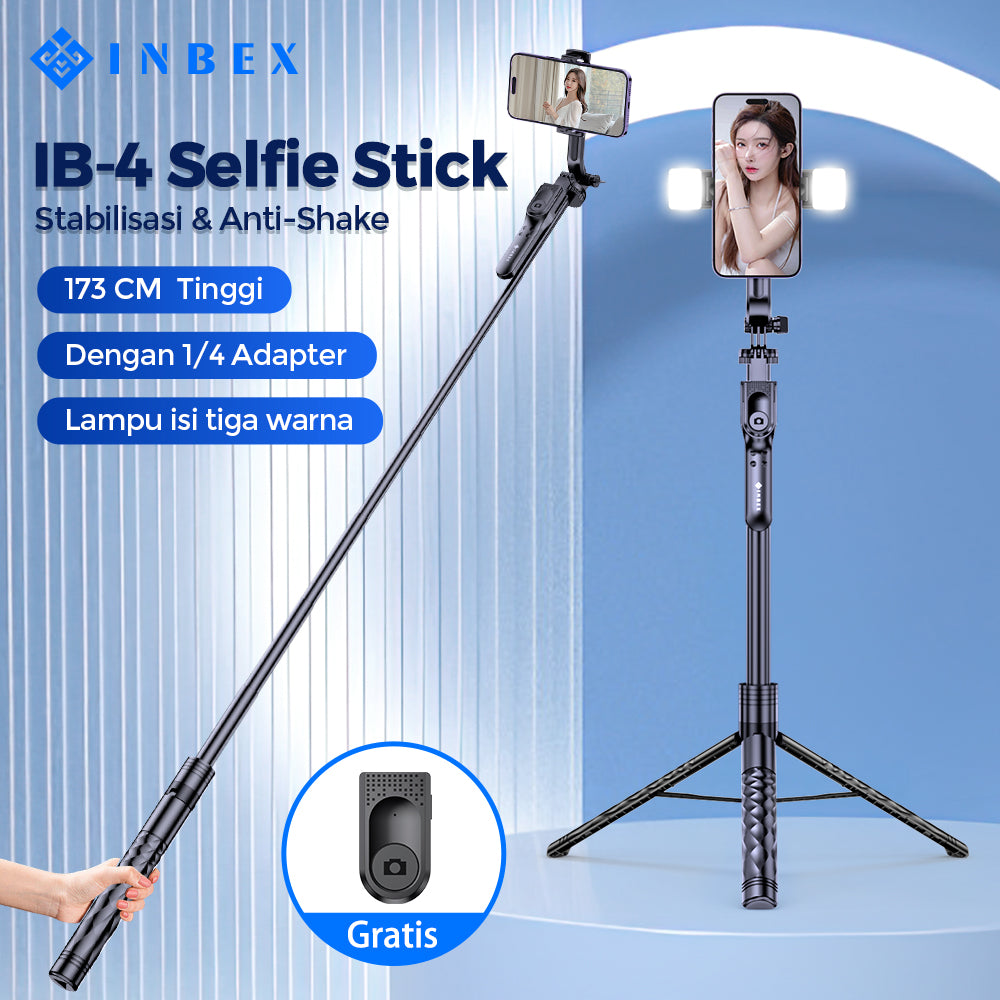IB-4 Tongsis Tripod Bluetooth Remote with Video Light+Phone Holder