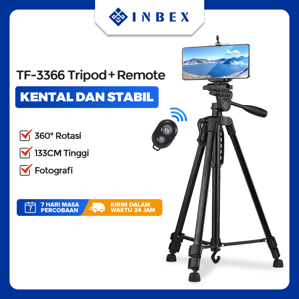 【Penjualan Terbaik】3366 Tripod +Bluetooth Remote/for Photography Kamera