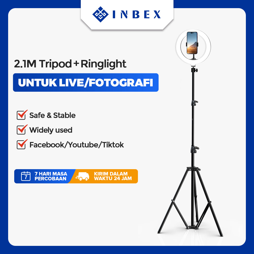 INBEX IPL16 Ring Light 12 Inci Putar 360° dengan Tripod 2.1m
