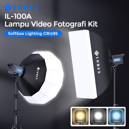 【24H Shipping】INBEX IL-100A LED Video Light Daylight CRI 95 with 60×90 Softbox+2.8M Tripod For Studio Photography/Live streaming Lighting