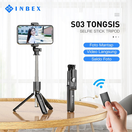 INBEX S03 Selfie Stick Tongsis Bluetooth Tripod 4 In 1